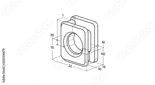 Technical drawing of a camera lens.