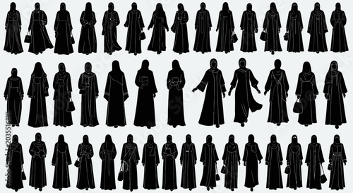 Fotografie Silhouettes of people in robes standing.