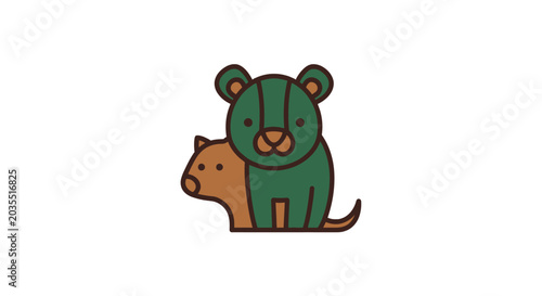 Two cartoon bears standing together.