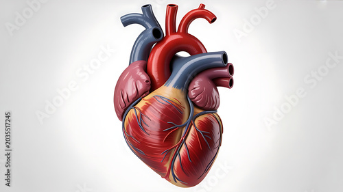 Human Heart Anatomy Model Isolated on White Background