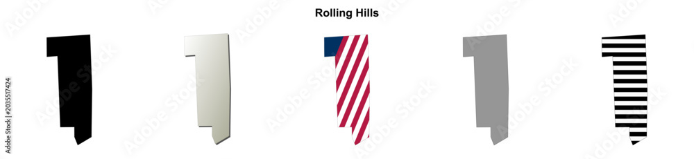 Obraz premium Rolling Hills (California) blank outline map