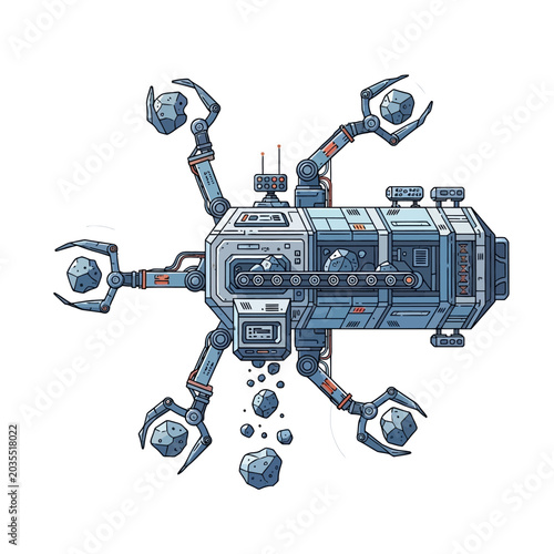 Space Mining Station Pixel Art - Extraterrestrial Resource Extraction