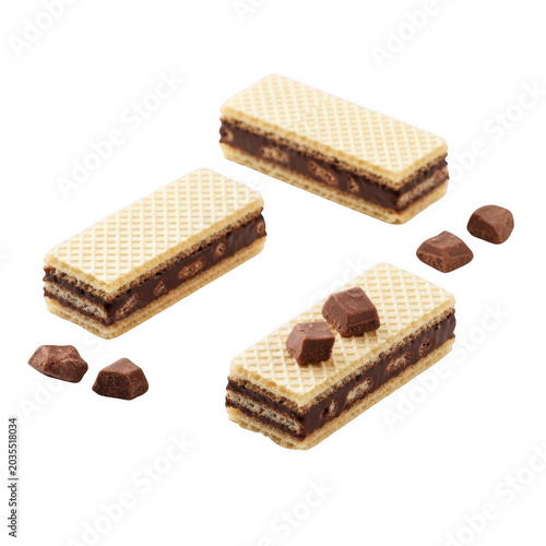 Delicious chocolate covered wafer bars with hazelnuts