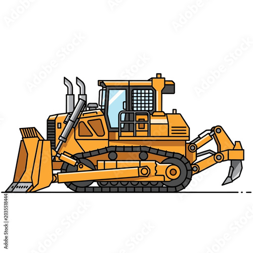 Illustration of a Yellow Bulldozer Isolated on White