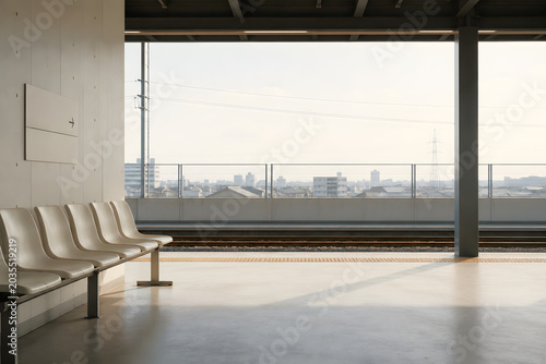 Minimal Japanese Train Station Waiting Chairs
