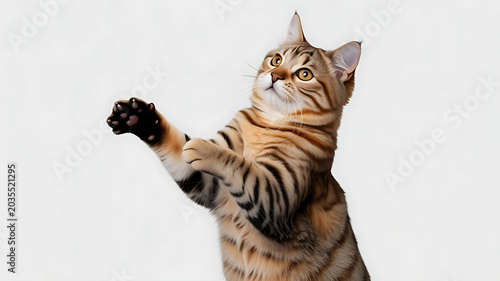 Bengal Cat Sitting Isolated on White Background