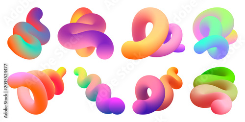 Schilderij op canvas Vibrant abstract 3D shapes element set