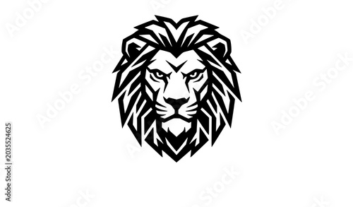 Majestic lion head black silhouette logo mascot design vector