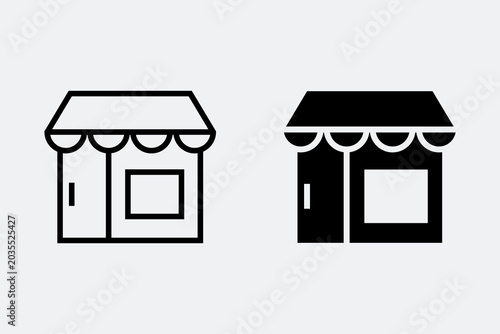 Storefront Shop Building Icon Set Flat Vector