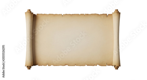 Aged parchment scroll on black background