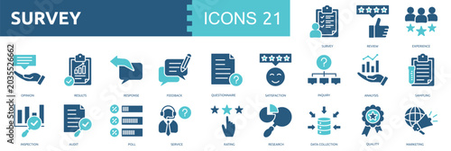 Tableau sur toile Survey icon collection set glyph color. Vector illustration