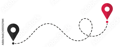 Foto Route icon two points with dotted path and location pin
