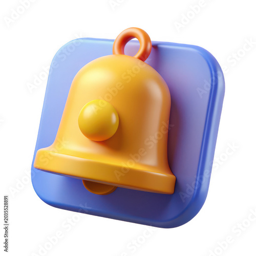 3 d rendered bell notification with glowing orange sphere