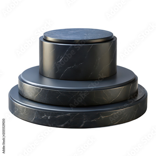 Black stone pedestal stand for product display, matte finish