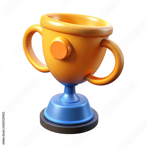 Gold and blue 3 d trophy cup with star