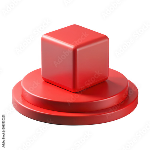 Red cube podium display stand 3 d mockup platform