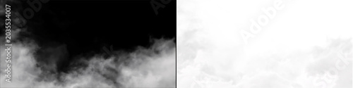 Cuadro en lienzo Low lying white ground fog with transparent background and alpha mask isolated for atmospheric landscape design