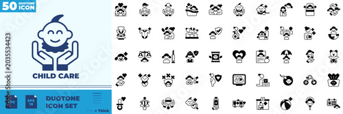 Fotografie Child Care Duotone Editable Icons set