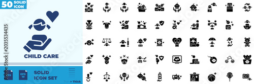 Foto Child Care Solid Editable Icons set