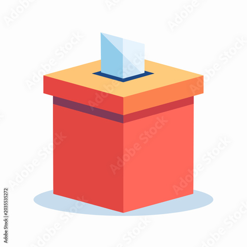 Ballot envelope being inserted into a red voting box.