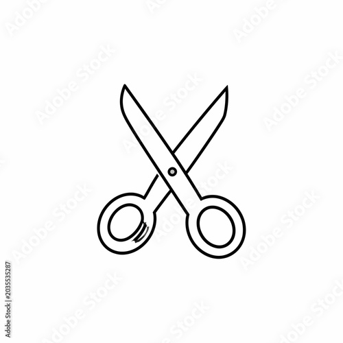 Basic black line icon of metal cutting scissors.