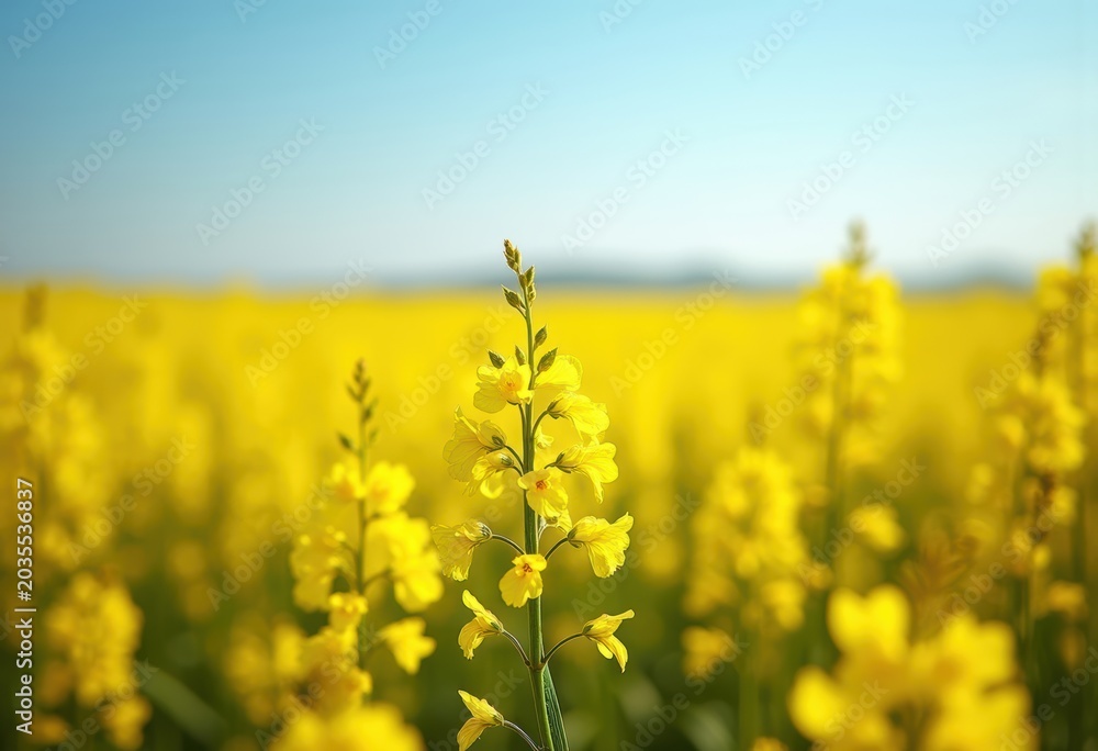 Obraz premium Golden Yellow Rapeseed Field Blanketing Expansive Farmland Creating Stunning Visual Tapestry