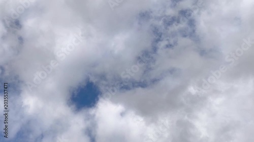 The grey clouds moving in the blue sky