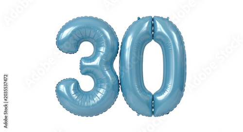 Light blue number 30 balloons celebration