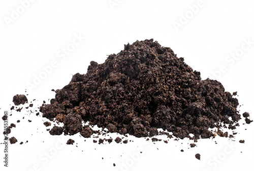 Obraz na płótnie Pile of rich organic fertile garden soil isolated on a dark surface