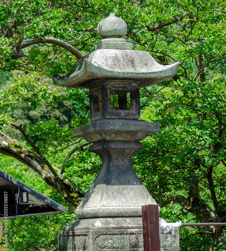 Traditional Japanese Stone Lantern in Kyoto Park