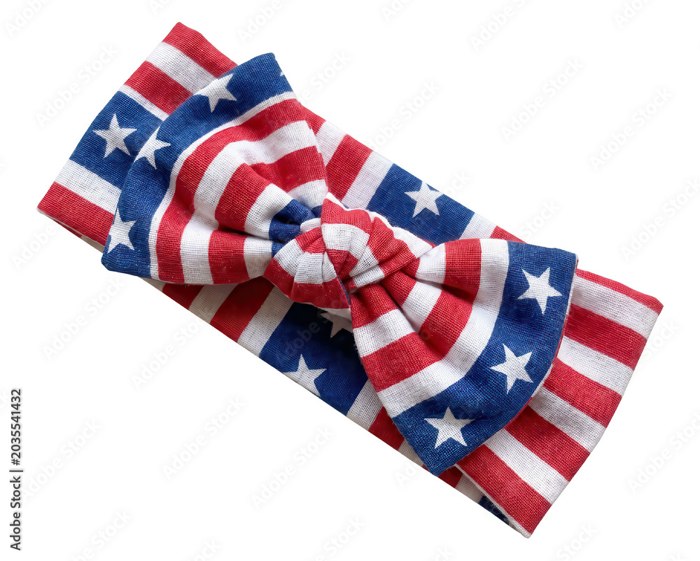 Fototapeta premium American flag print bow headband isolated on transparent background
