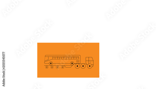 Photos Fuel Tanker Truck Line Art Illustration on Orange Background – Cargo Transport V