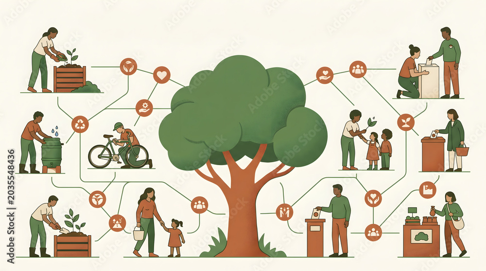Fototapeta premium community sustainability and environmental action concept illustration