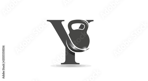 Fotografie Kettlebell entwined with stylized letter Y for Fitness and Strength Training