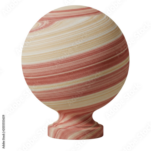 Decorative sandstone orb with marbled swirl texture on a transparent backdrop