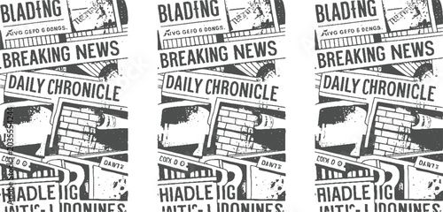 Canvas-taulu Vintage newspaper headlines breaking news daily chronicle with brick texture and
