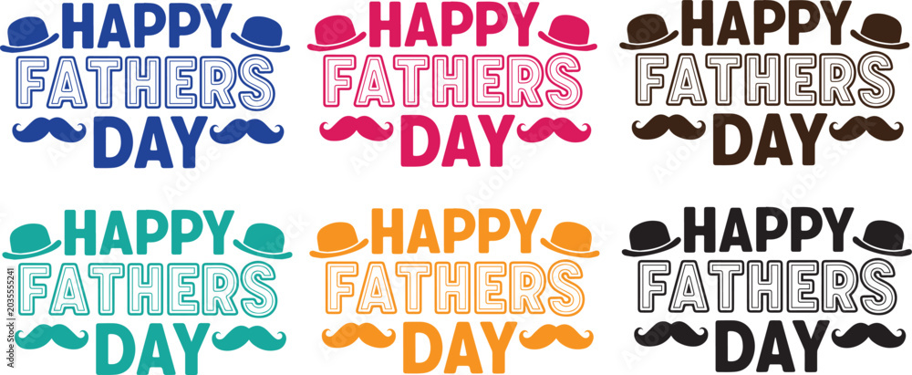 Fototapeta premium Happy fathers day colorful typography designs