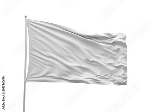Waving white flag in mid-air
