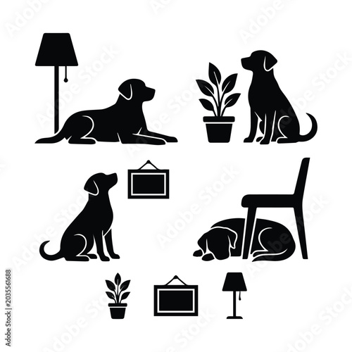 Foto Dogs in a home environment with furniture and decor
