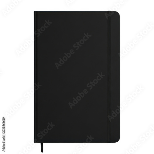 A black notebook with a elastic closure