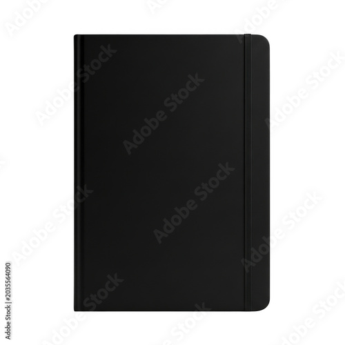 A black notebook with a smooth cover