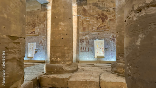 Bild auf Leinwand Beautiful interiors and ancient hieroglyphs in the Temple of Seti I in Abydos, Egypt