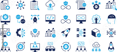  AI Automation & Software Development flat icons Set