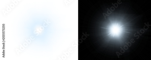 Tableau sur toile A bright light shining on a black background with a white glow effect on the lef