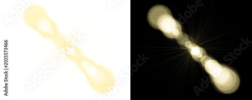 Fotografia Golden light streaks on white and black backgrounds for design elements isolated