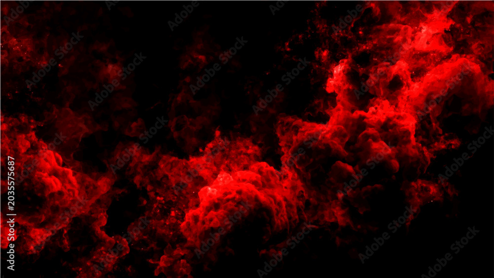 Fototapeta premium Abstract ethereal crimson nebula clouds swirling in deep cosmic void, a celestial spectacle of vibrant cosmic dust and gas, evoking wonder and mystery in the vast universe