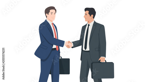 Two businessmen shaking hands in a professional meeting Vector