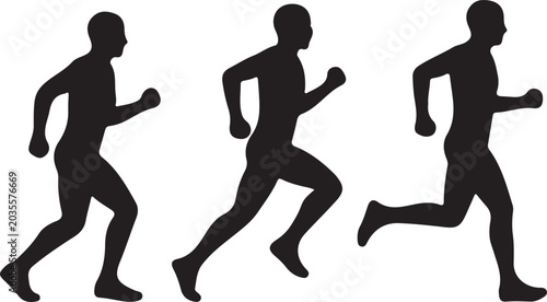 Black silhouettes of man running in different poses