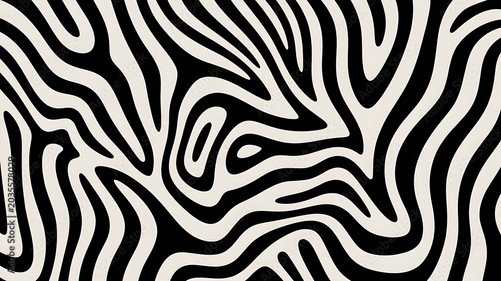 Fototapeta premium Abstract zebra print pattern with flowing organic black and beige lines