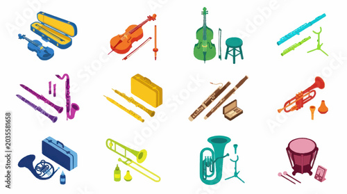 Bild auf Leinwand Collection of Musical Instruments - A Colorful Vector Illustration